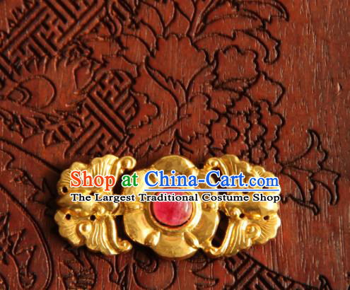 China Handmade Ming Dynasty Snap Fastener Gilding Button Ancient Costume Golden Buckle