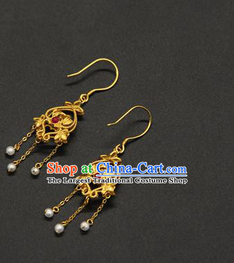 Handmade Chinese Traditional Song Dynasty Ear Jewelry Ancient Palace Tassel Earrings Accessories