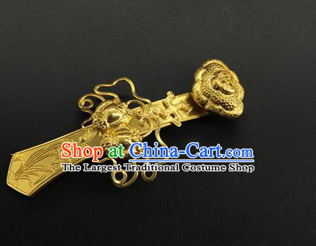 China Ancient Emperor Golden Belt Buckle Handmade Han Dynasty Lord Waist Accessories Belt Hook