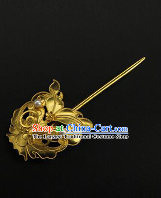 China Traditional Queen Hair Accessories Ancient Qing Dynasty Hair Stick Handmade Court Golden Bat Hairpin