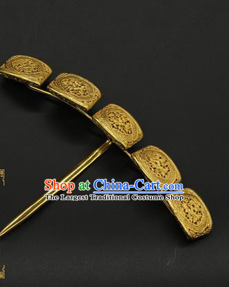 China Traditional Court Queen Hair Stick Ancient Song Dynasty Hair Accessories Handmade Court Golden Hairpin