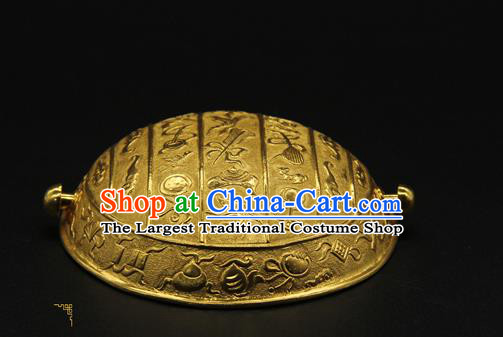 China Handmade Ming Dynasty Lord Hair Accessories Ancient Emperor Golden Hair Crown Hairpin