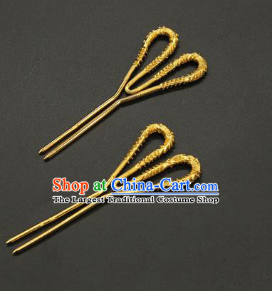 China Traditional Song Dynasty Hair Accessories Handmade Golden Hair Stick Ancient Court Queen Hairpin