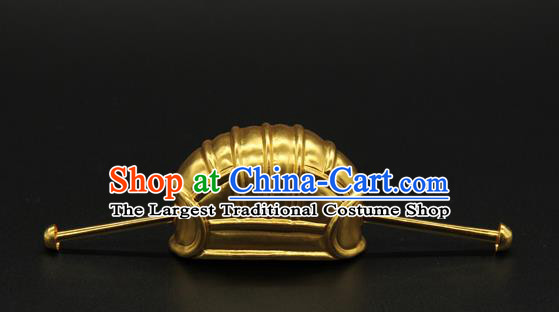 China Handmade Ming Dynasty Lord Hair Accessories Ancient Emperor Golden Hairpin Hairdo Crown