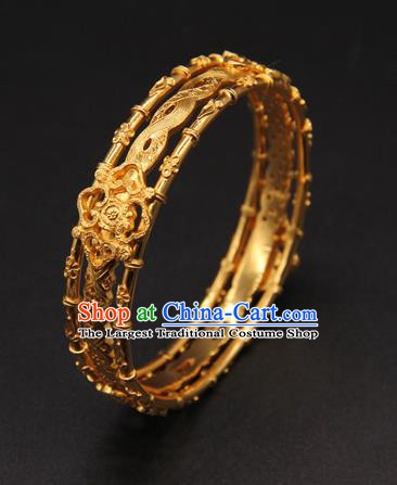 Handmade Chinese Ancient Hanfu Jewelry Accessories Traditional Ming Dynasty Golden Bracelet