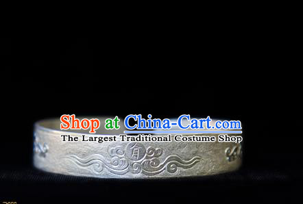 Handmade Chinese Traditional Song Dynasty Palace Bangle Accessories Ancient Empress Silver Bracelet Jewelry