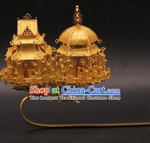 China Traditional Court Hair Accessories Handmade Ming Dynasty Wedding Hair Stick Ancient Queen Golden Hairpin