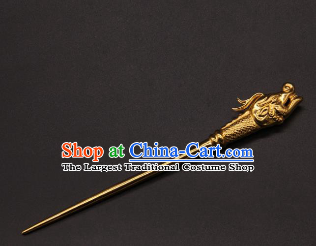 China Ancient Empress Golden Dragon Hair Stick Traditional Court Hair Accessories Handmade Song Dynasty Hairpin