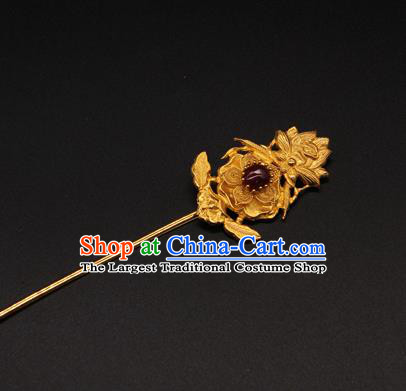 China Ancient Ming Dynasty Empress Hairpin Handmade Palace Hair Accessories Traditional Hanfu Hair Stick