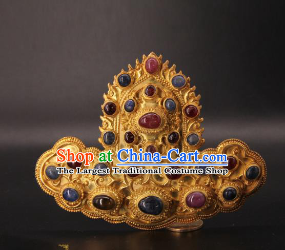 China Traditional Ming Dynasty Gems Hair Crown Ancient Empress Hanfu Hairpin Handmade Palace Hair Accessories