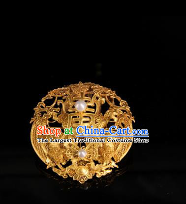 China Handmade Queen Phoenix Hair Crown Traditional Palace Headpiece Ancient Qing Dynasty Empress Golden Hairpin