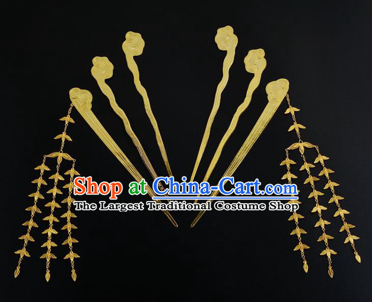 China Traditional Tang Dynasty Hair Sticks Handmade Palace Hair Jewelry Ancient Empress Hairpins Complete Set