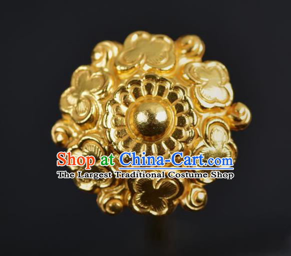 China Handmade Hair Jewelry Traditional Tang Dynasty Golden Chrysanthemum Hair Stick Ancient Princess Hairpin