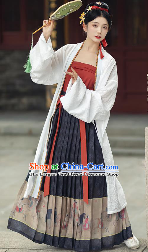 China Traditional Song Dynasty Noble Woman Historical Clothing Ancient Young Mistress Hanfu Dress Costumes