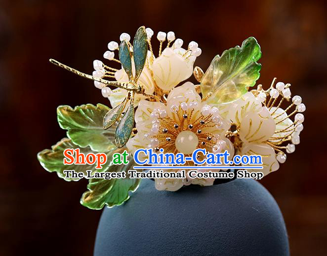 Chinese Traditional Hanfu Dragonfly Flower Hair Comb Wedding Hair Accessories Ancient Bride Hairpin