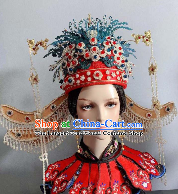 China Traditional Drama Hair Accessories Ancient Ming Dynasty Empress Phoenix Coronet Tassel Hairpins Full Set