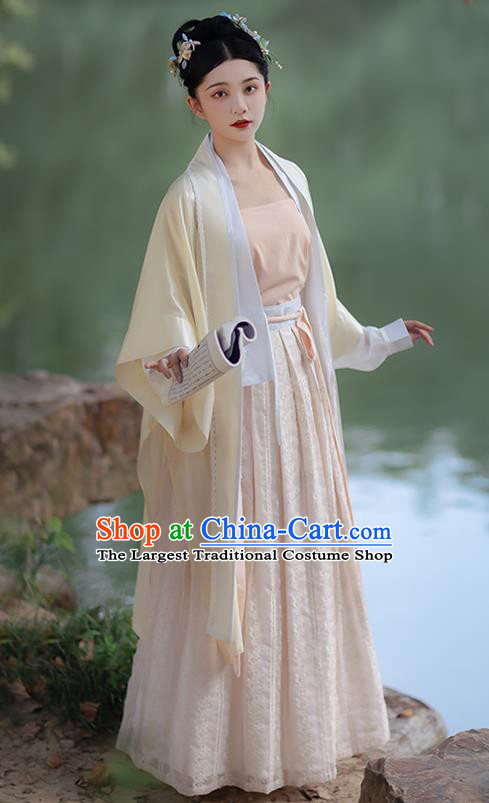 China Ancient Hanfu Dress Young Beauty Costumes Traditional Song Dynasty Historical Clothing