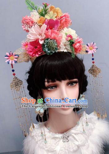 Top Stage Show Chaplet Hair Ornament Handmade Flowers Royal Crown Wedding Princess Hair Accessories