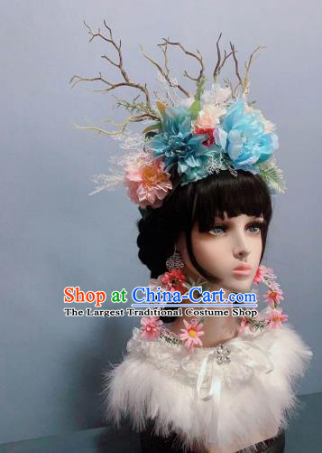 Top Wedding Princess Hair Accessories Chaplet Stage Show Headwear Handmade Flowers Royal Crown