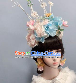 Top Flowers Chaplet Wedding Princess Hair Accessories Handmade Royal Crown Stage Show Headwear