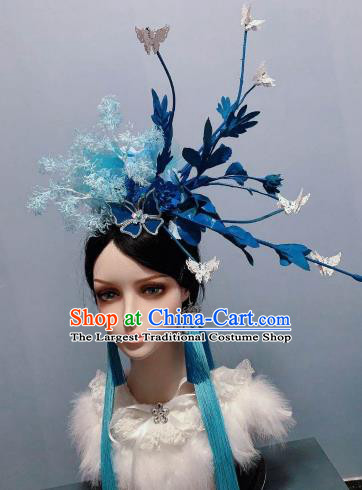 Top Wedding Hair Accessories Handmade Blue Royal Crown Stage Show Princess Headwear