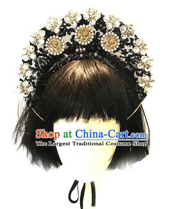 Handmade Gothic Queen Royal Crown Stage Show Headdress Halloween Cosplay Hair Accessories