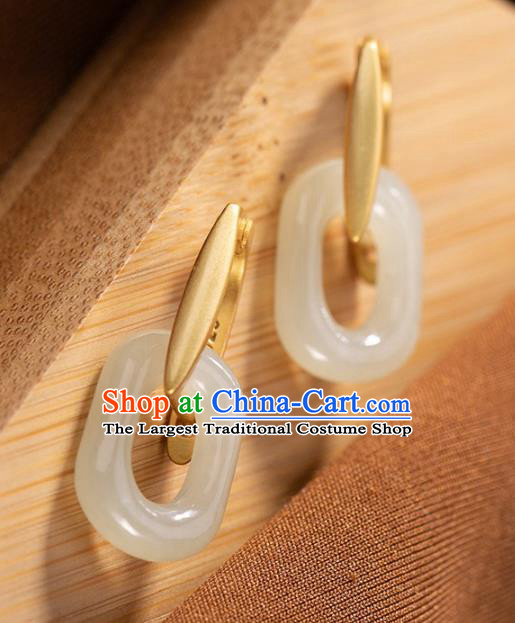 Handmade Chinese Traditional Jade Ear Accessories Classical Cheongsam Earrings Jewelry