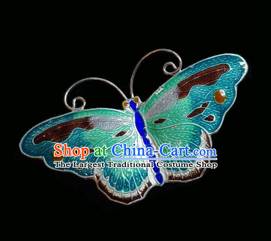 China Jewelry Accessories Ancient Court Queen Breastpin Traditional Qing Dynasty Enamel Butterfly Brooch