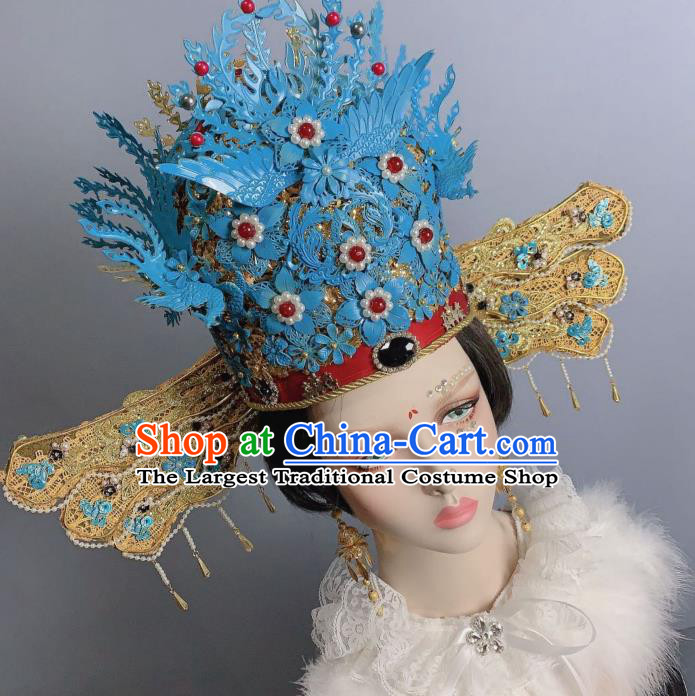 China Traditional Ming Dynasty Court Queen Luxury Hat Wedding Headwear Ancient Imperial Empress Phoenix Coronet