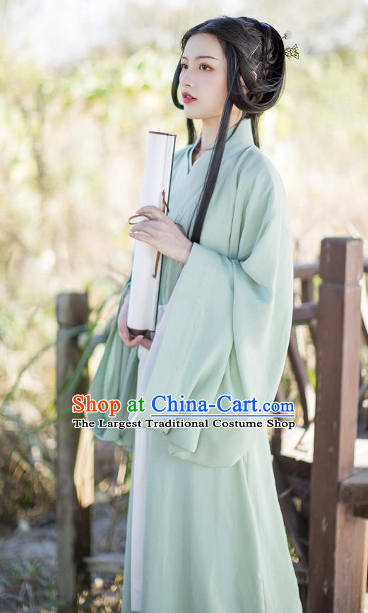 China Jin Dynasty Green Hanfu Dress Traditional Ancient Noble Princess Historical Clothing