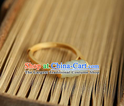 China Handmade Jade Bead Ring Traditional Jewelry Accessories Golden Circlet