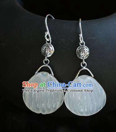 Handmade Chinese Traditional Quartz Ear Jewelry Eardrop Accessories Classical Cheongsam Silver Earrings