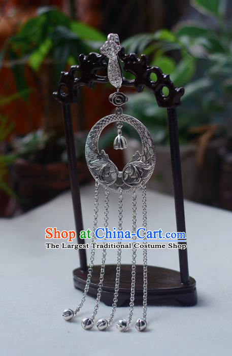 Chinese Traditional Silver Bell Tassel Pendant Collar Accessories Cheongsam Brooch Jewelry Handmade Breastpin