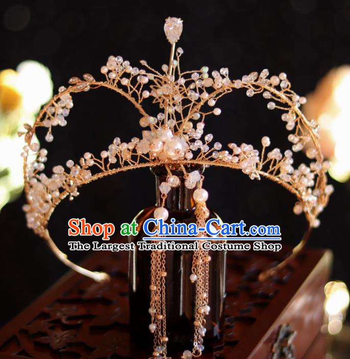 Top Wedding Beads Royal Crown Wedding Jewelry Ornaments Handmade Princess Crystal Hair Accessories