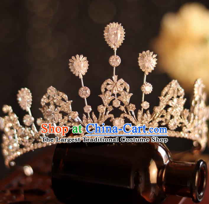 Top Bride Zircon Jewelry Ornaments Handmade Wedding Royal Crown Princess Crystal Hair Accessories