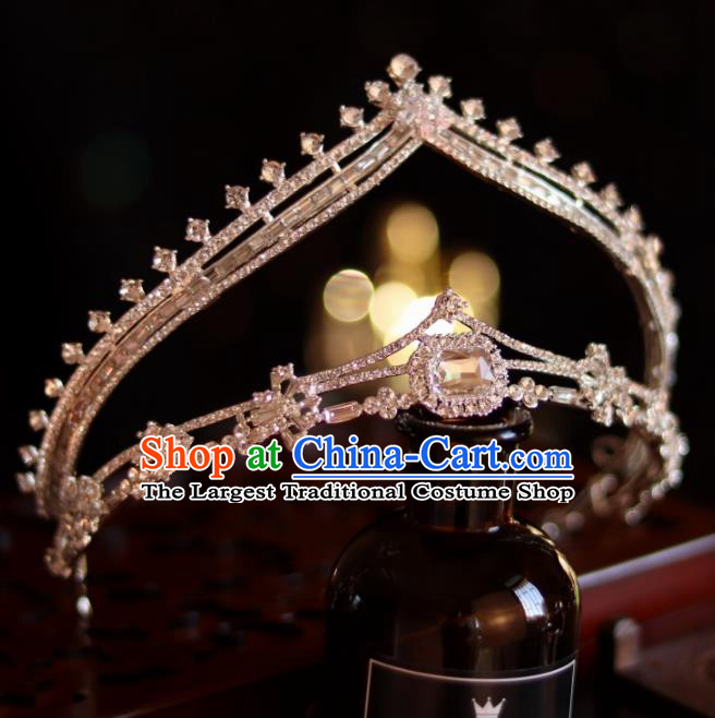 Top Wedding Zircon Royal Crown Handmade Princess Hair Accessories Bride Jewelry Ornaments