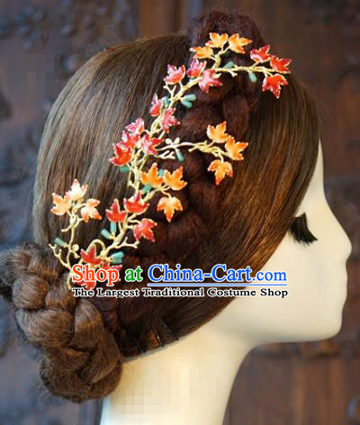 China Bride Maple Leaf Hair Stick Hair Accessories Traditional Wedding Xiuhe Suit Hairpins