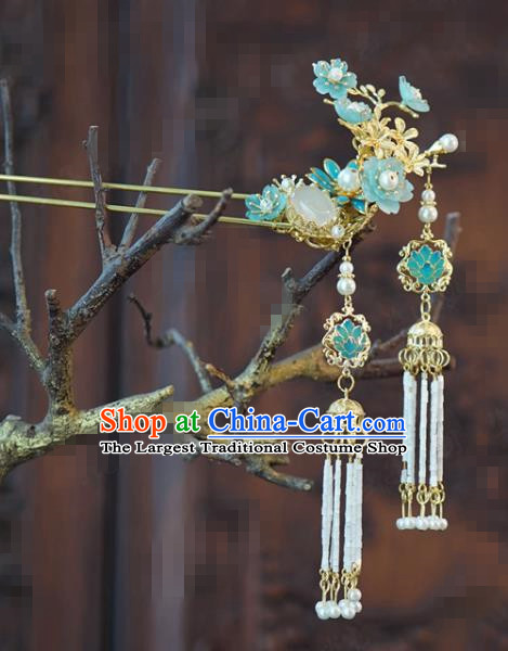 China Traditional Bride Tassel Hairpins Hair Sticks Wedding Xiuhe Suit Hair Accessories