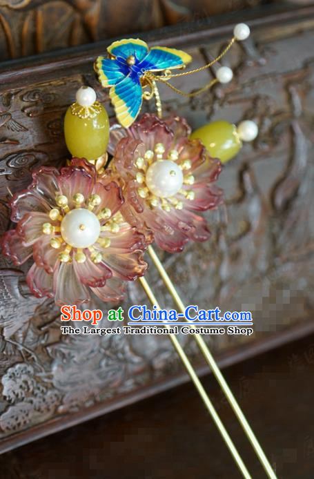 China Wedding Bride Red Peony Hairpin Traditional Xiuhe Suit Hair Accessories Ancient Princess Ceregat Hair Stick