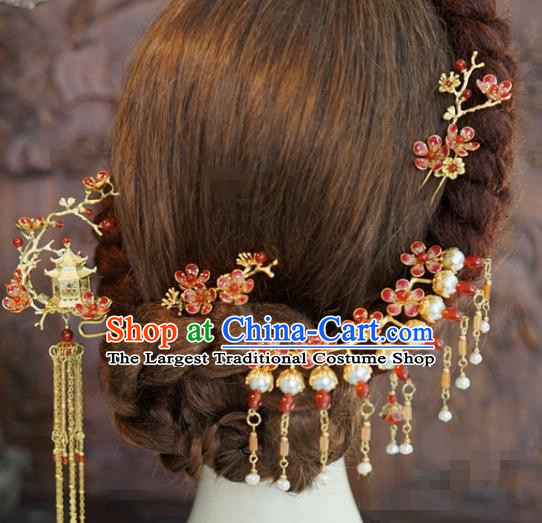 China Traditional Wedding Hair Sticks Ancient Queen Hair Accessories Tassel Hairpins Full Set