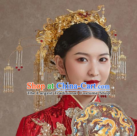 China Ancient Bride Phoenix Coronet Traditional Xiuhe Suit Headdress Wedding Hair Crown Hair Accessories