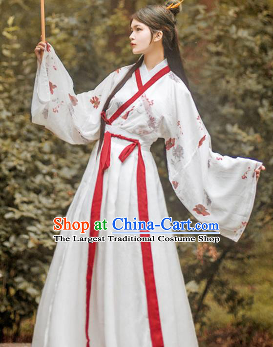 Traditional China Jin Dynasty Female Swordsman Historical Clothing Ancient Country Lady Hanfu Garment Outfits