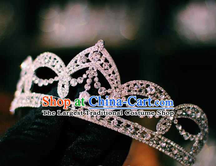 Handmade Baroque Bride Royal Crown European Court Princess Headwear Wedding Crystal Hair Accessories