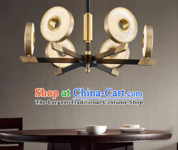 Chinese Traditional Classical Brass Lamp Handmade Six Light Ceiling Lantern