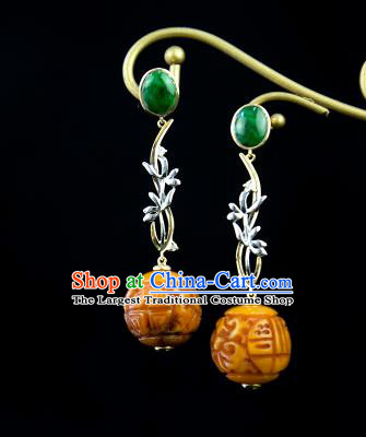 Top Grade Chinese Traditional Classical Argent Orchid Earrings Handmade Beeswax Ear Jewelry Accessories