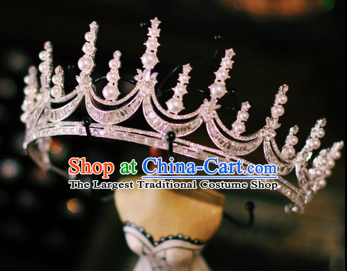 Baroque Bride Crystal Royal Crown Handmade Wedding Jewelry Accessories European Princess Birthday Headwear