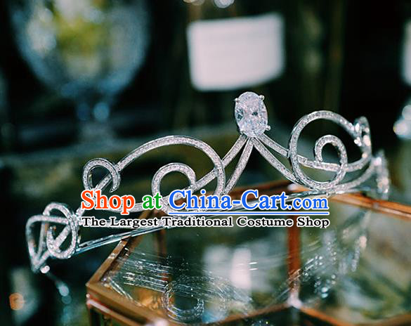 Handmade Wedding Crystal Jewelry Accessories Baroque Bride Zircon Royal Crown European Princess Argent Hair Clasp