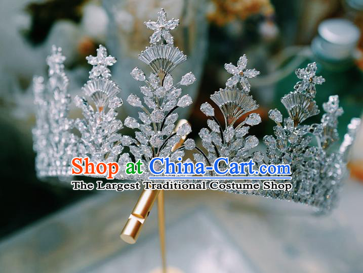 Handmade Baroque Bride Wedding Zircon Royal Crown Crystal Jewelry Accessories European Princess Headwear