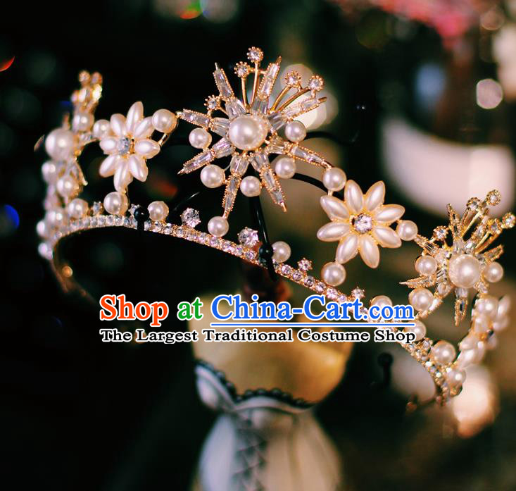 Top Bride Headwear European Wedding Jewelry Accessories Baroque Queen Pearls Royal Crown