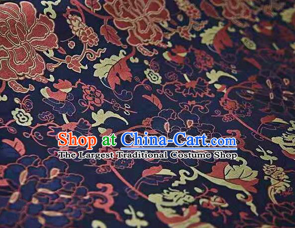 Chinese Classical Peony Pattern Design Purple Song Brocade Fabric Asian Traditional Silk Material